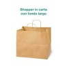 50 buste borsette shopper take away in carta kraft avana con maniglie ritorte 36x32x22cm