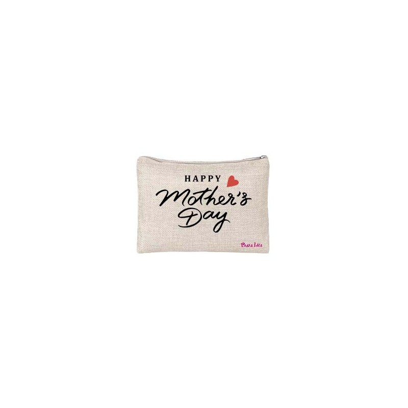 Pochette 20x15 con chiusura a zip con stampa happy mother's day festa della mamma