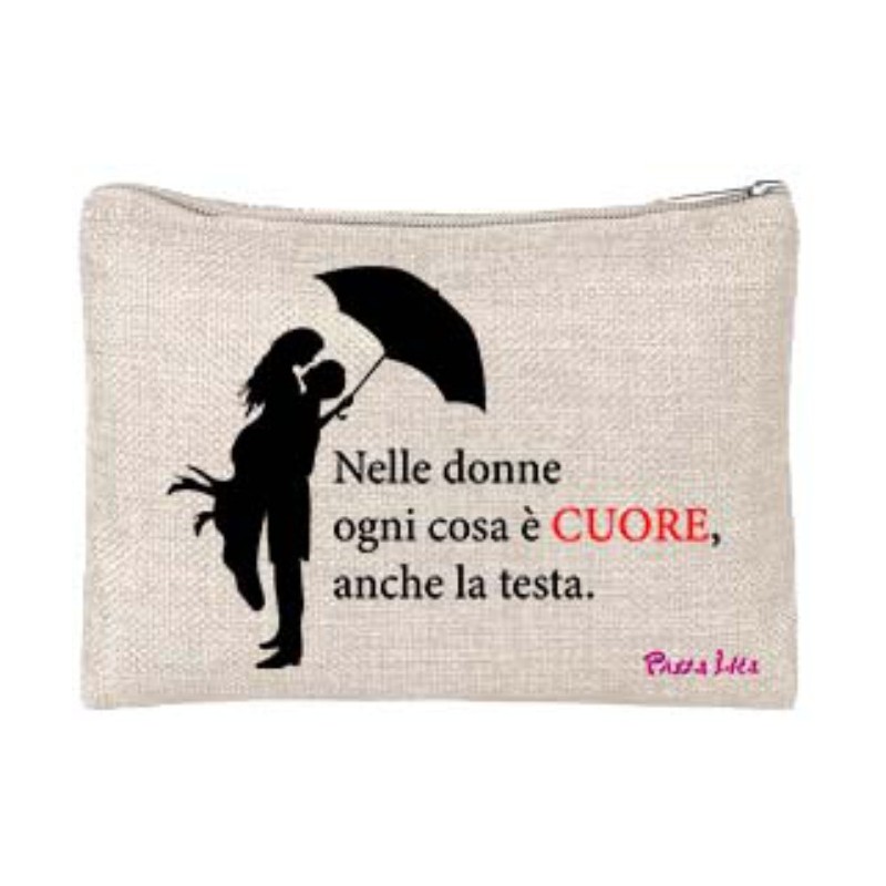 Pochette 20x15 con chiusura zip con stampa nelle donne ogni cosa è cuore festa della donna