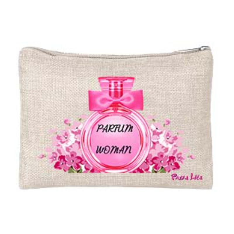 Pochette 20x15 con chiusura zip con stampa parfum woman festa della donna