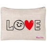 pochette portatutto con chiusura zip cm 20x15 con stampa san valentino scritta love