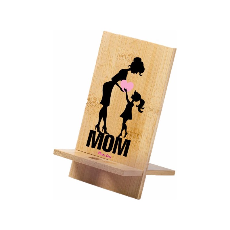 Porta cellulare in legno con stampa mom festa della mamma