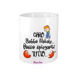 Porta penne in ceramica con frase: caro babbo natale, posso spiegarti tuttoM 8x10