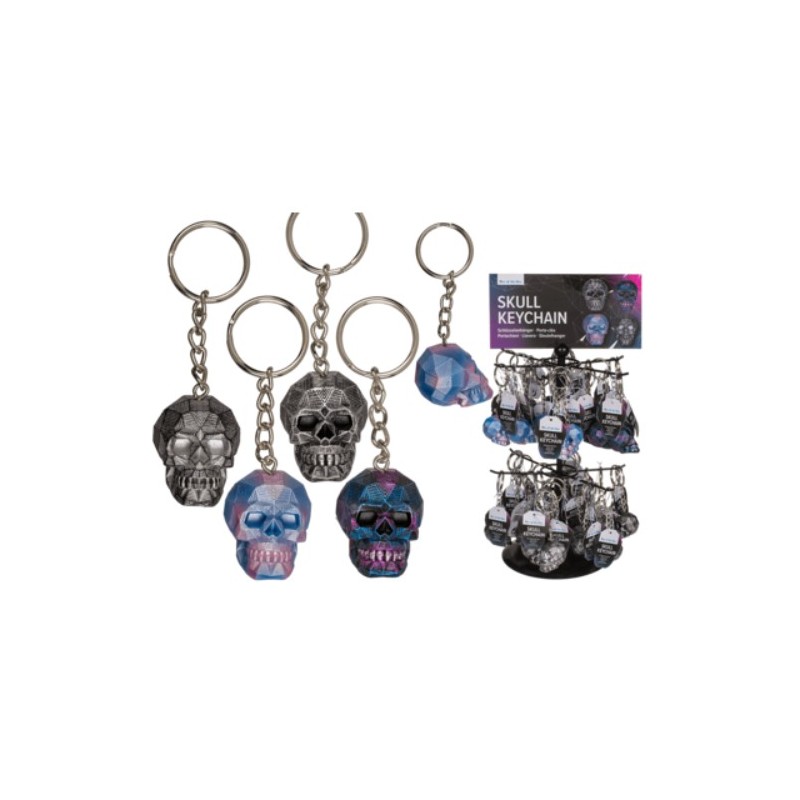 Portachiavi in metallo, Metallic Skull, ca. 4 cm,4 assortiti, 60 pz per displayIL PREZZO SI INTENDE CAD UNO