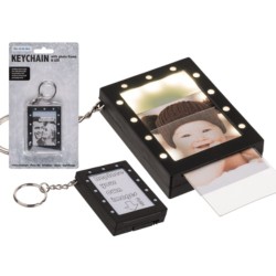 Portachiavi in metallo, Videotabellone,con portafoto & LED (pile incl.), ca. 6 x 4, 5 cm, su blister