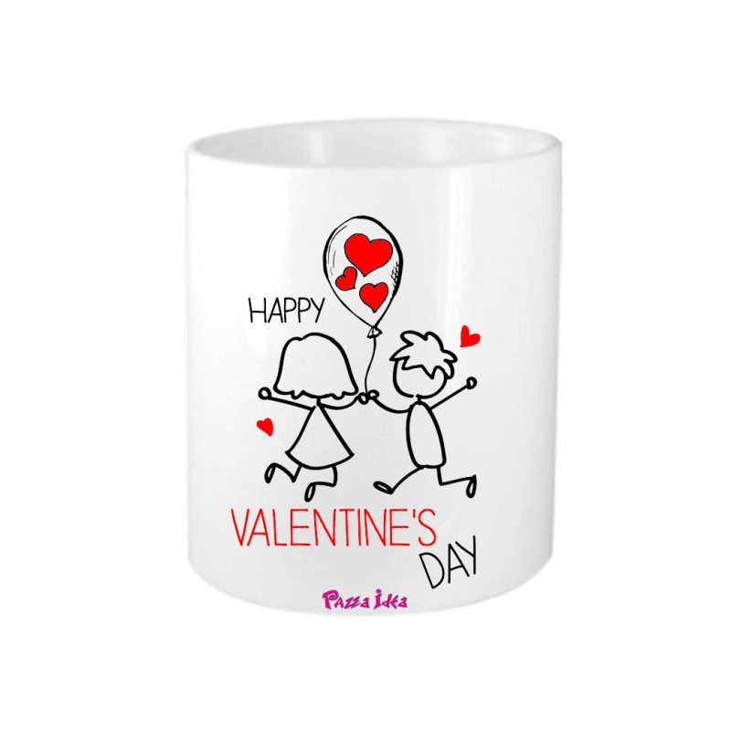 portapenne in ceramica cm 10x8 san valentino con scritta happy valentine's day