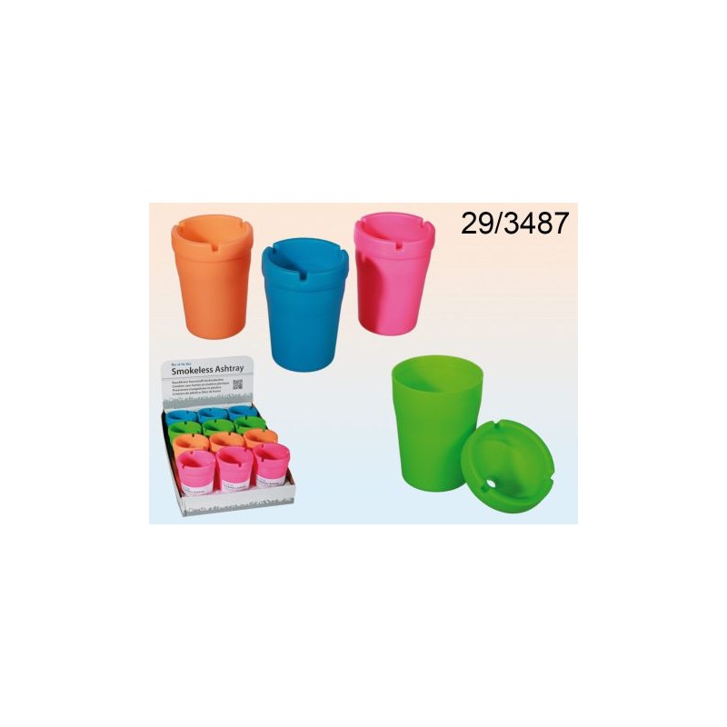 Posacenere mangiafumo in plastica, Colours, ca. 10 x 8 cm, 4 ass., 12 pz. per display, EAN 4029811331390