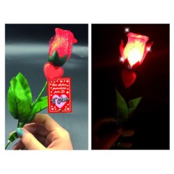 ROSA LED IN TESSUTO CON CUORE E BIGLIETTO ORDINE MINIMO 6 PZ.