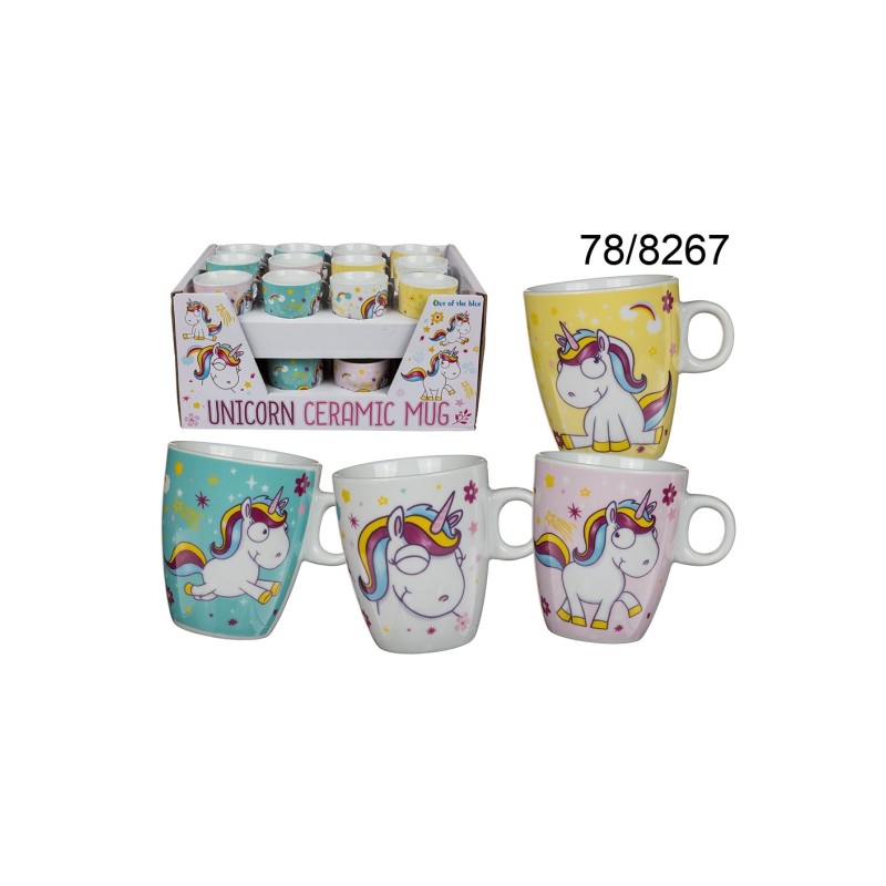 78/8267 - Tazza in porcellana, Unicorno comic, ca. 8 x 7 cm, 4 ass., 24 pz. per display