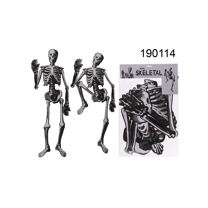 Scheletro in carta, Halloween, ca. 135 cm, d'appendere, in busta di plastica con headercard, 2016/PALEAN 4029811399956