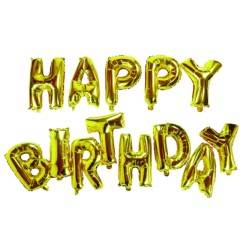 SCRITTA GONFIABILE “HAPPY BIRTHDAY” ORO DA 13 LETTERE IN FOIL H.35 cmORDINE MINIMO 2 PZ