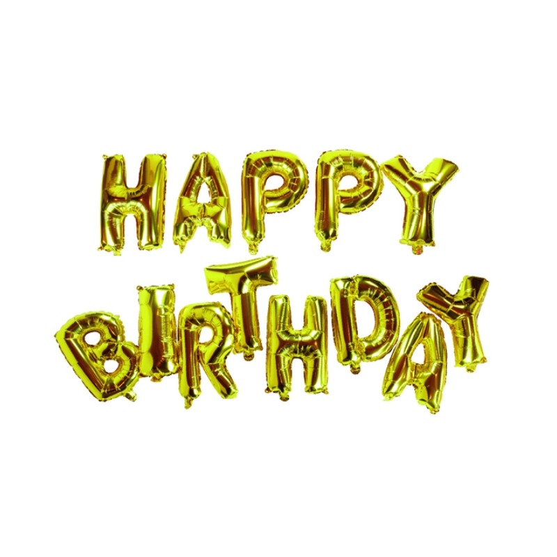 SCRITTA GONFIABILE “HAPPY BIRTHDAY” ORO DA 13 LETTERE IN FOIL H.35 cmORDINE MINIMO 2 PZ