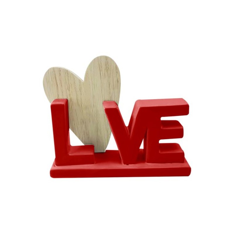 SCRITTA LOVE IN CERAMICA E CUORE IN LEGNO ORDINE MINIMO 2 PZ.