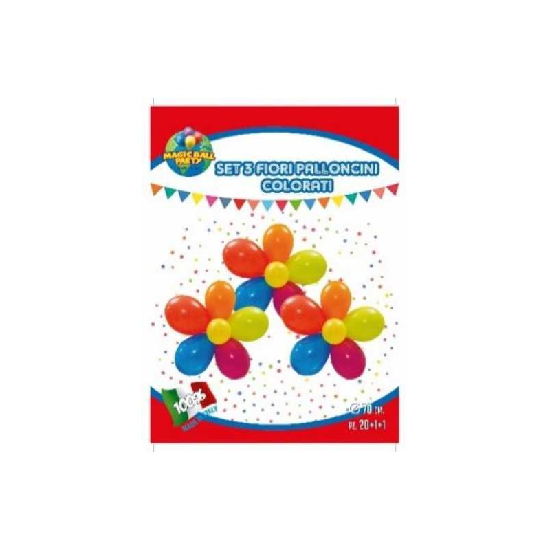 Set 3 fiori da costruire con i palloncini multicolo magic ball party