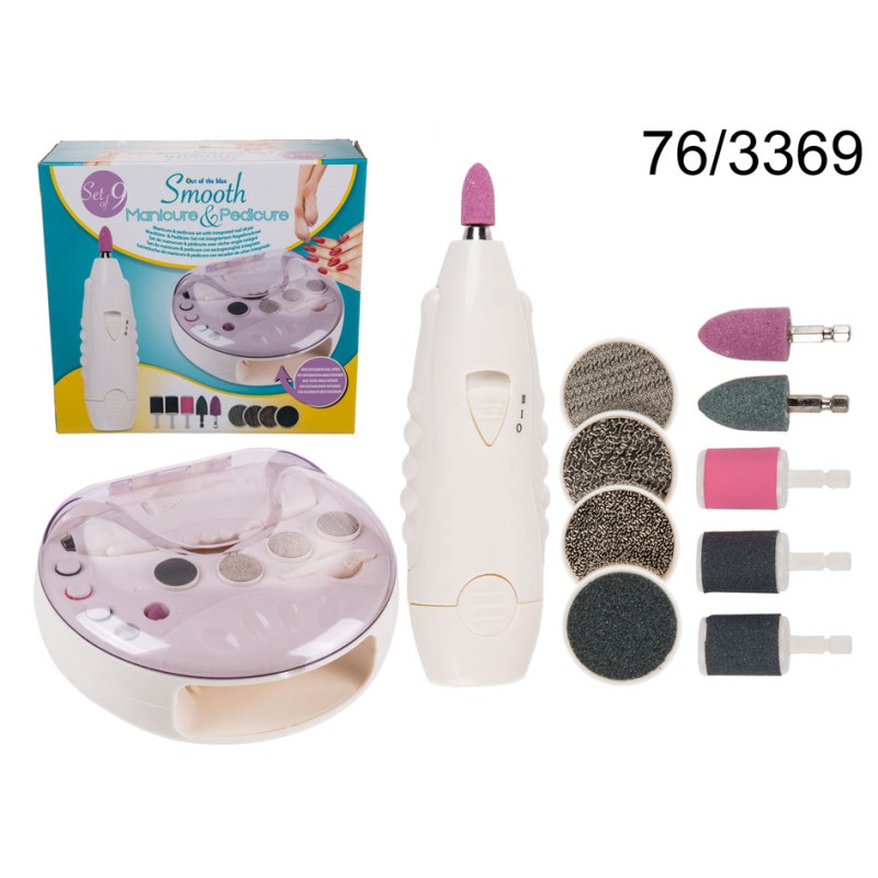 Set da manicure & pedicure con asciugaunghie integrato, set da 9