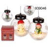 939046 - Sfera in vetro Pupazzo di neve & Babbo Natale, con 1 LED bianco caldo, 2 ass., ca. 10 cm, pile incl., in confezione re