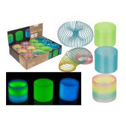 Spirale fluorescente, ca. 7,5 x 5,5 cm,3 colori ass., in plastica, 12 pz. per display