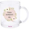 Tazza in vetro con stampa happy woman's day festa della donna