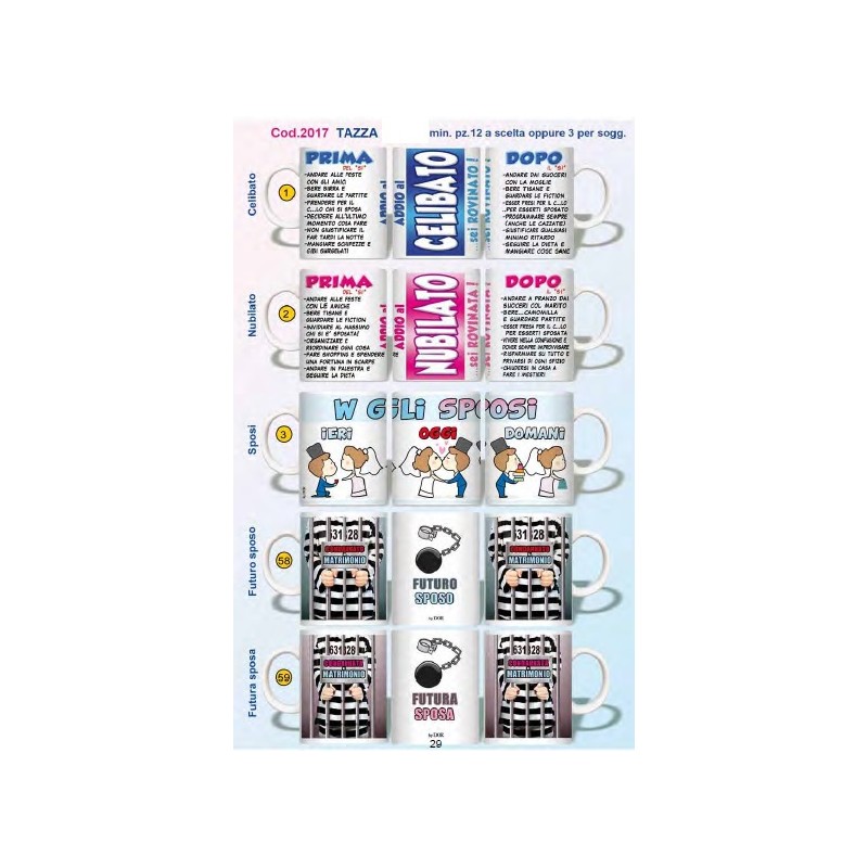 TAZZA minimo pezzi 12 a scelta oppure 3 per soggetto