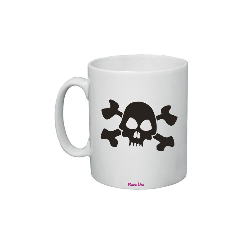 Tazza mug  in ceramica cm 8x10 con stampa teschio pirata con scatola