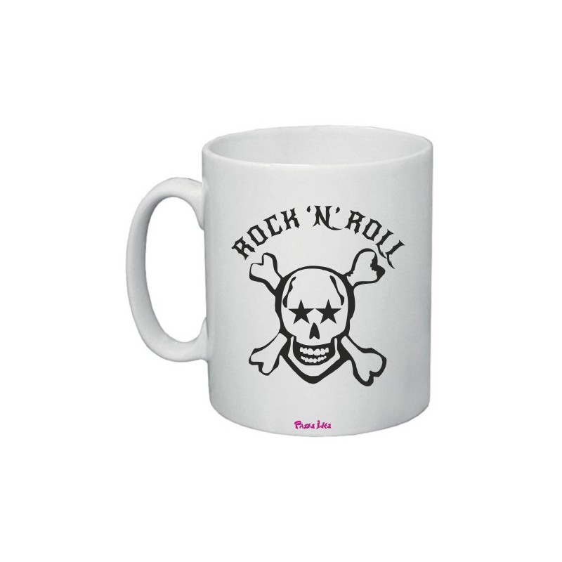 Tazza mug in ceramica cm 8x10 con stampa teschio rock 'n' roll