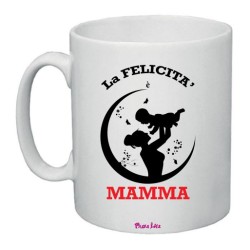 Tazza mug in ceramica cm 8x10 festa della mamma con stampa la felicita' e mamma