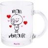 Tazza mug in vetro 8x10 con stampa san valentino mon amour