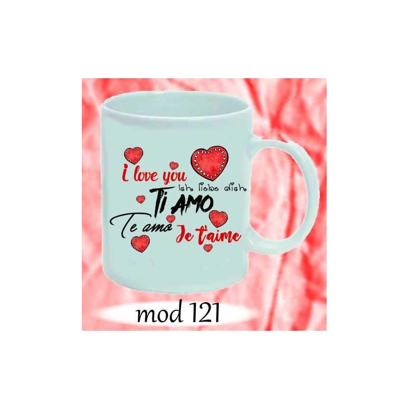 Tazza mug san valentino ti amo in tutte le lingue del mondo cm 10x8