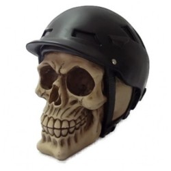 Teschio con casco da ciclista nero cm. 13x14