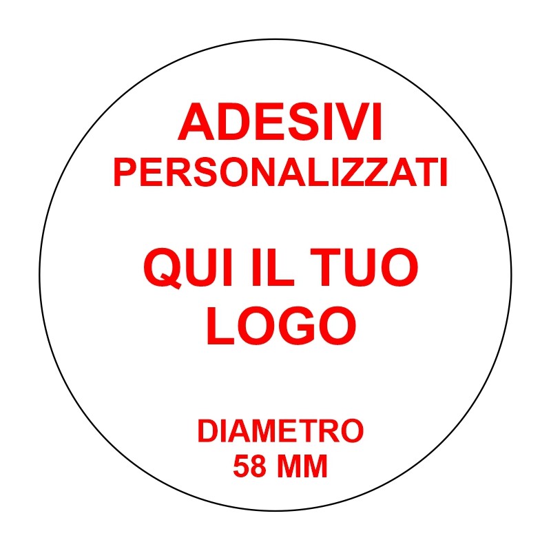 Adesivi personalizzati con vostro logo a colori diametro 5,8 cm in pvc lucido