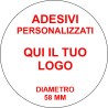 Adesivi personalizzati con vostro logo a colori diametro 5,8 cm in pvc lucido