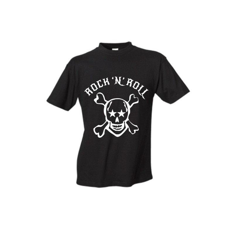 T- shirt in cotone con stampa teschio rock 'n ' roll