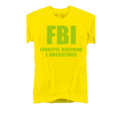 t-shirt baby frase divertente "f.b.i. furbetto"