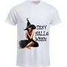 T-shirt bianca con stampa sexy halloween