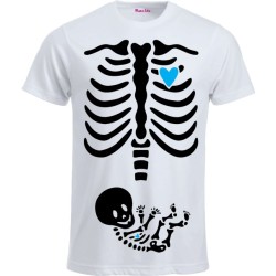 T-shirt bianca halloween con stampa scheletro