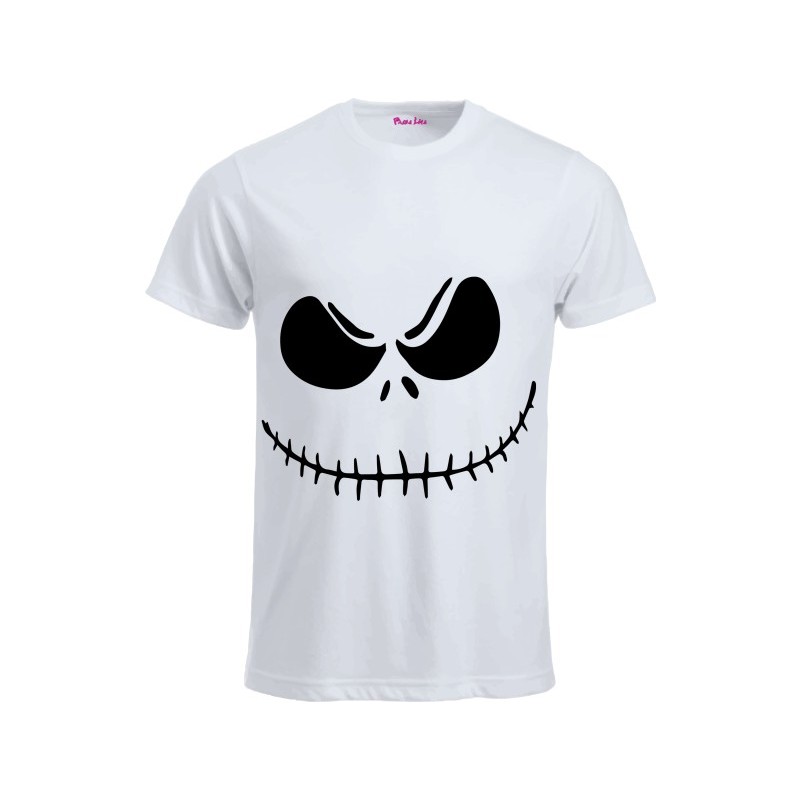 T-shirt bianca halloween con stampa smile