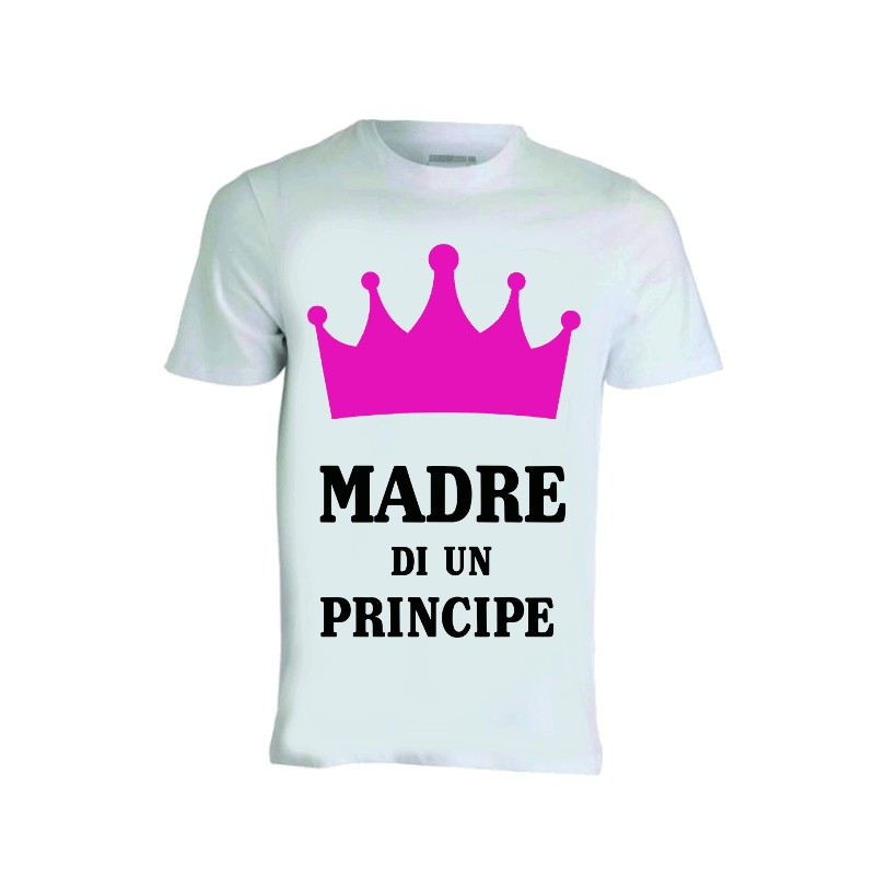 T-shirt bianca in poliestere "Madre di un principe"