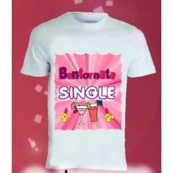 T-shirt bianca in poliestere Bentornata single