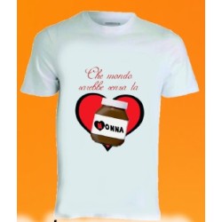 T-shirt bianca in poliestere Che mondo sarebbe senza la nonna