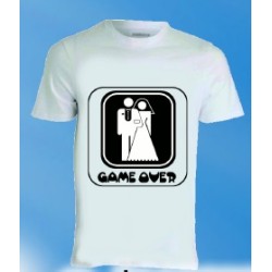 T-shirt bianca in poliestere Game over