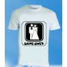 T-shirt bianca in poliestere Game over