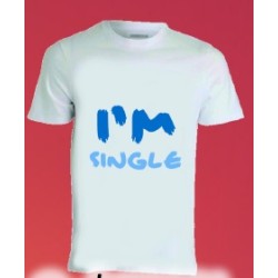 T-shirt bianca in poliestere I'm single