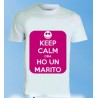 T-shirt bianca in poliestere Keep calm ora ho un marito