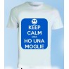 T-shirt bianca in poliestere Keep calm ora ho una moglie