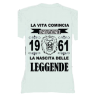 t-shirt con frase LA NASCITA DELLE LEGGENDE 1961.. taglie assortite S-M-L-XL-XXL