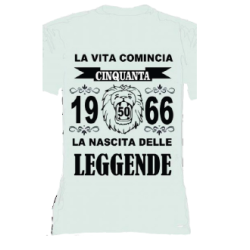 t-shirt con frase LA NASCITA DELLE LEGGENDE 1966.. taglie assortite S-M-L-XL-XXL