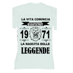 t-shirt con frase LA NASCITA DELLE LEGGENDE 1971.. taglie assortite S-M-L-XL-XXL