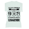 t-shirt con frase LA NASCITA DELLE LEGGENDE 1971.. taglie assortite S-M-L-XL-XXL