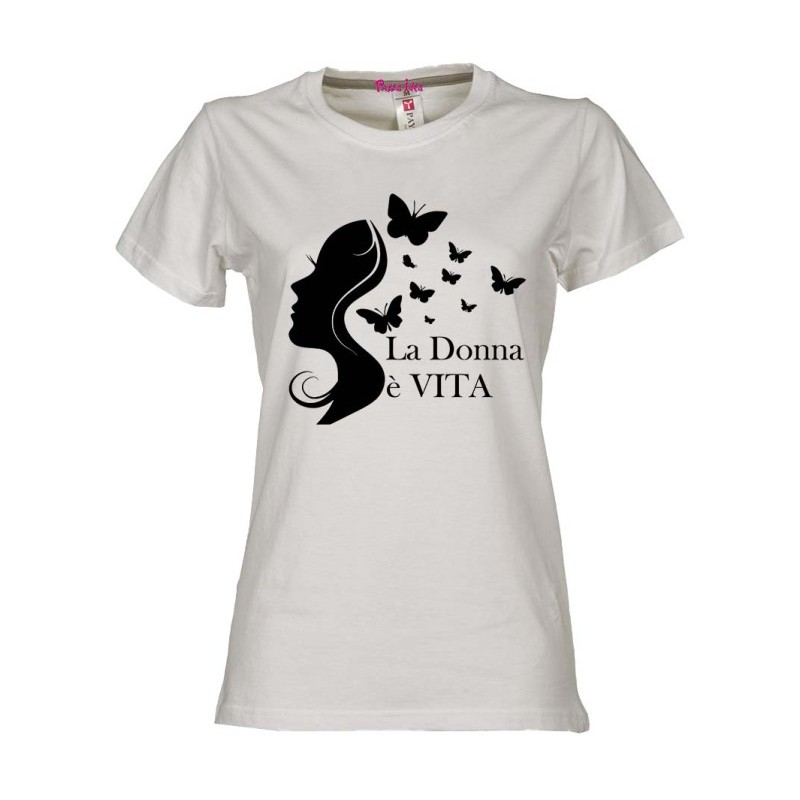 T-shirt con stampa la donna è vita festa della donna