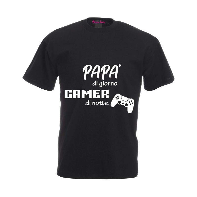 T-shirt con stampa papà gamer festa del papà